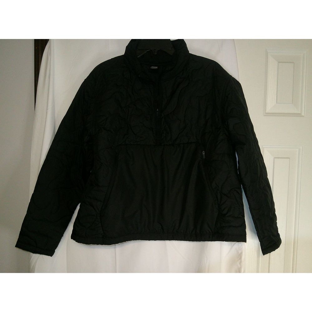 Avia Black Quilted Half-Zip Pullover Athletic Jacket Casual Sportswear